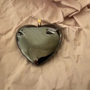 Haematite heart pendant, set with a small Diamond to top